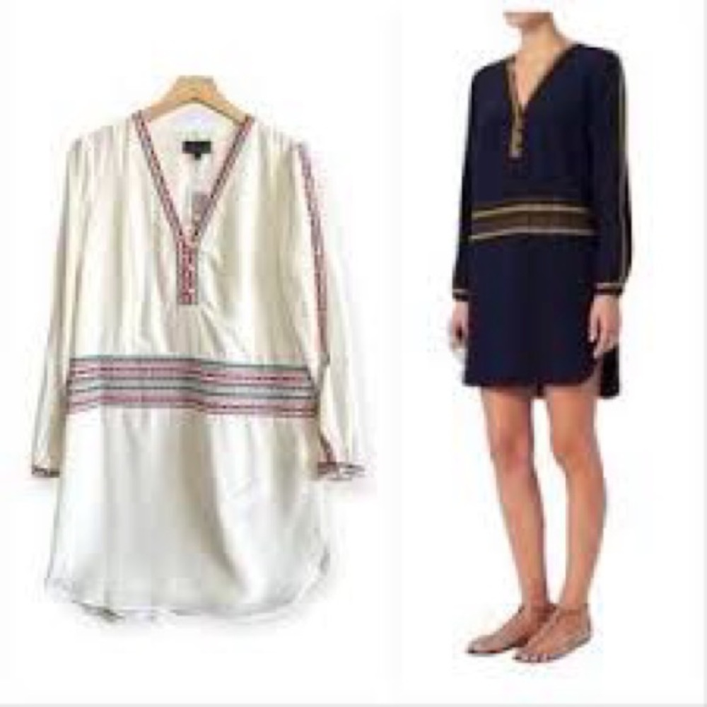 INTERMIX‎ Embroidered Silk Tunic Dress